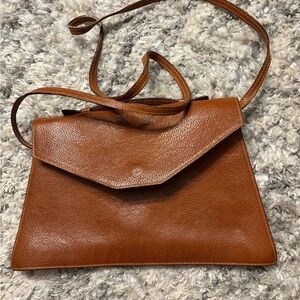 VTG Furla Brown Crossbody Purse Leather Envelope Flap Clutch Shoulder Bag